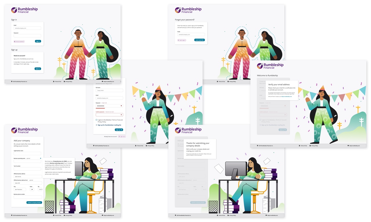 Screens from the onboarding flow