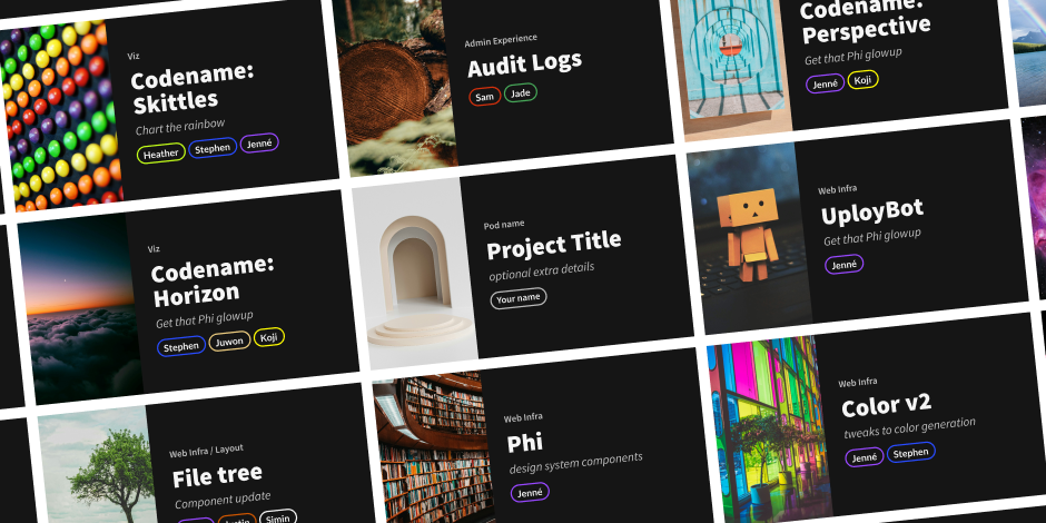 A grid of Figma thumbnails that were created using the resources in the project template
